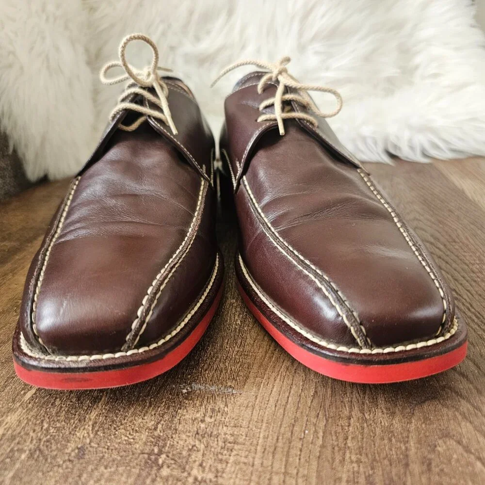 Michael Toschi Mirco Italian Bicycle Toe Oxford Shoes US12 Chocolate Red Sole